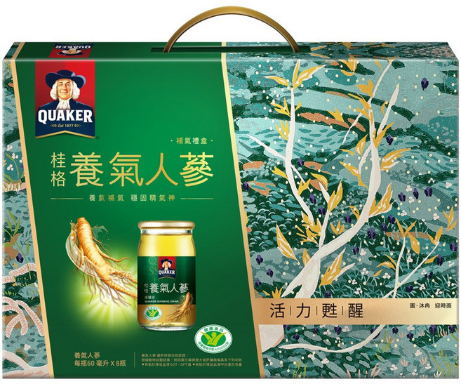 QUAKER 桂格 養氣人蔘 補氣禮盒 8瓶, 480ml, 1盒