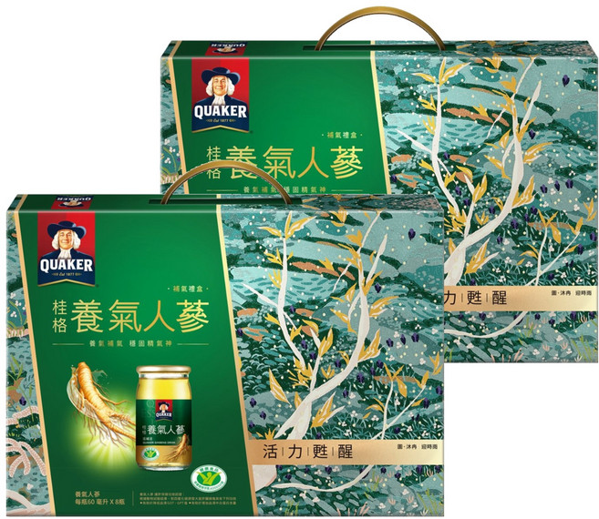 QUAKER 桂格 養氣人蔘 補氣禮盒 8瓶, 480ml, 2盒