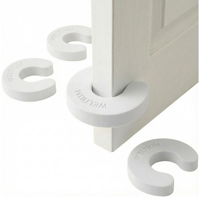 웰티움 손끼임 방지 문 닫힘 도어 쿠션, 화이트, 4개