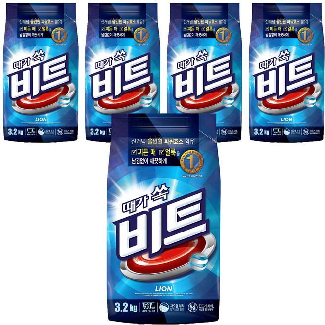 비트 분말세제 일반용 본품, 3.2kg, 1개입, 5개