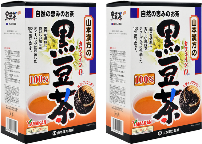 YAMAKAN 山本漢方 黑豆茶 100% 無咖啡因, 10g, 30包, 2盒