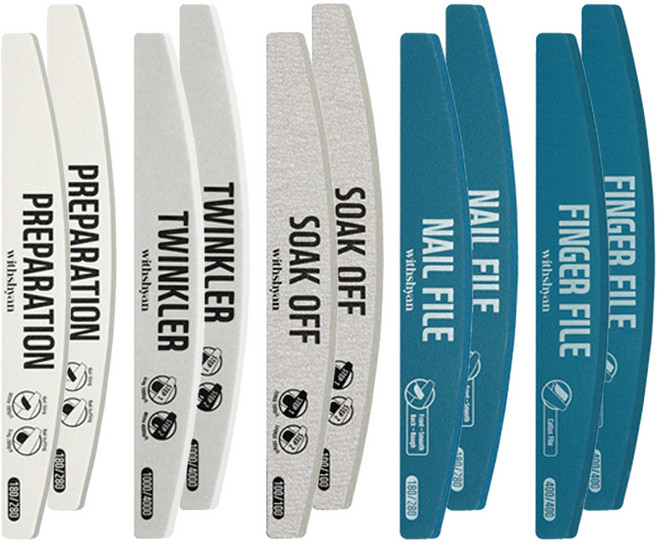 위드샨 반영구 앤 세척가능 네일파일 5종 세트, 혼합색상, 2세트