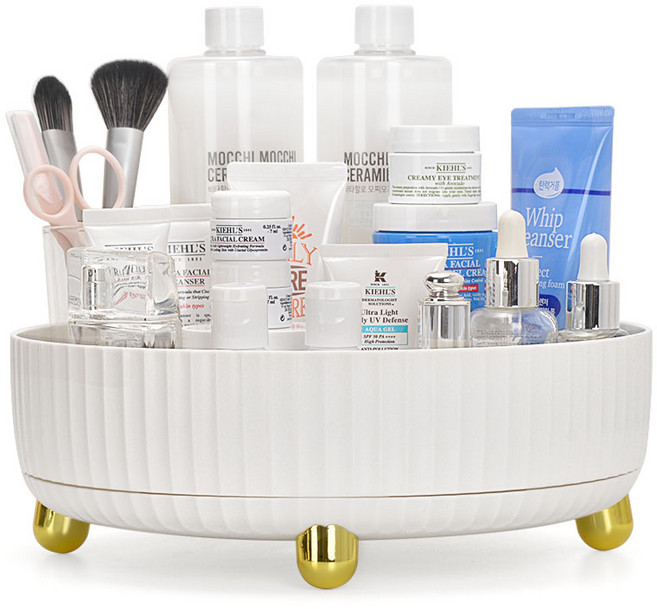 코멧 모던 회전형 화장품 정리함 대형, 화이트, 1개