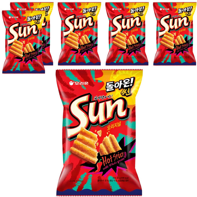 ORION 好麗友 陽光波浪玉米脆片 辣味, 80g, 6包