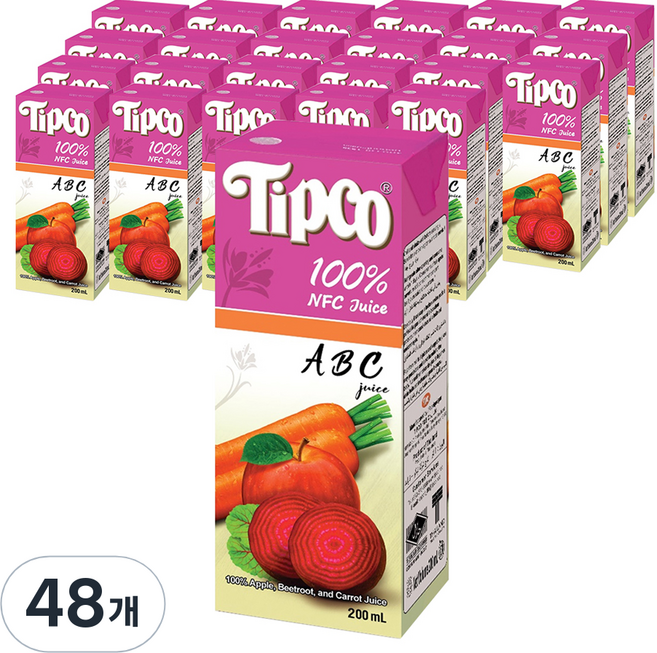 팁코 100% 착즙 ABC 주스, 200ml, 48개