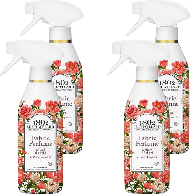 르샤트라1802 섬유탈취제 피오니부케향 본품, 400ml, 4개