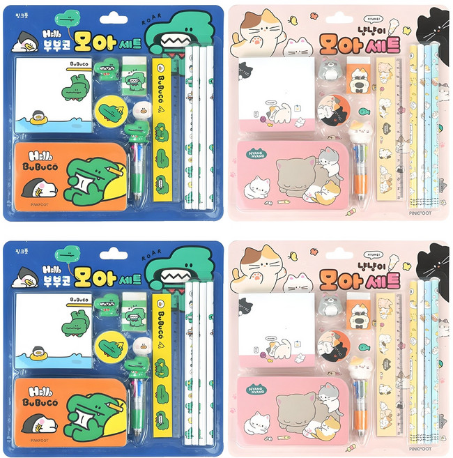 핑크풋 캐릭터 모아 5000 2종 문구세트, 냥냥이, 부부코, 2세트