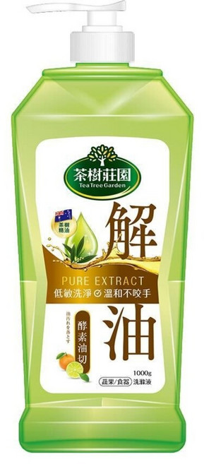 farcent 花仙子 茶樹莊園 雙效蔬果食器洗滌液 酵素油切, 1kg, 1瓶