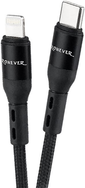 RONEVER 鋁合金編織充電線 C-IOS, 1.8m, 黑色, 1條