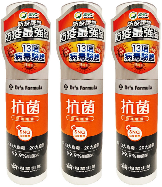 台塑生醫 Dr's Formula 抗菌防護噴霧瓶, 100g, 3瓶