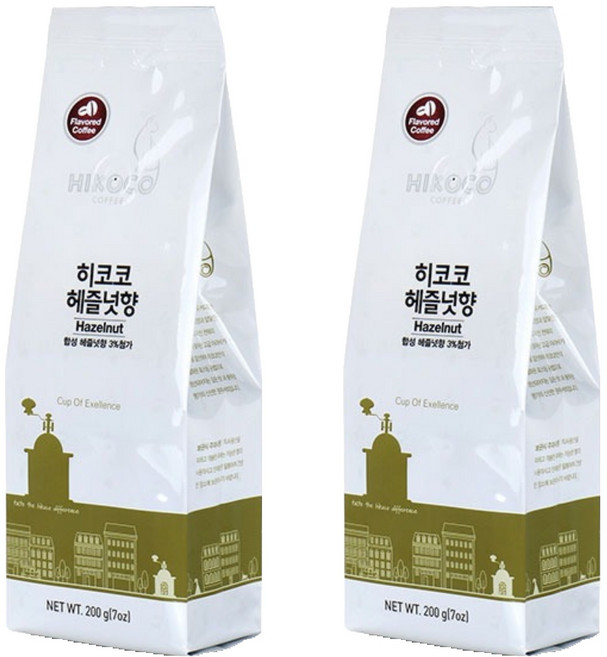 히코코 헤즐넛향 원두커피, 200g, 2개, 홀빈(분쇄안함)