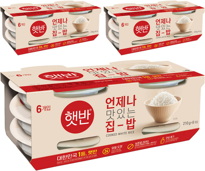 햇반 백미밥, 210g, 18개