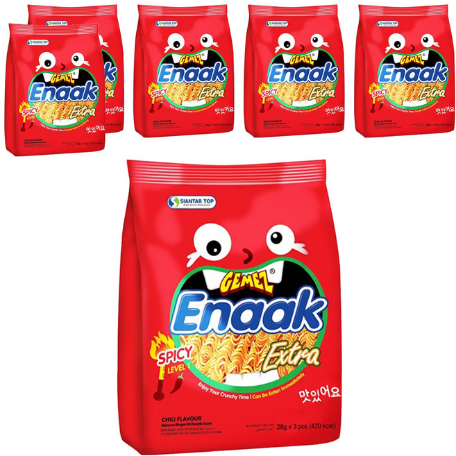 GEMEZ Enaak 韓式小雞麵 辣味 3包, 84g, 6袋