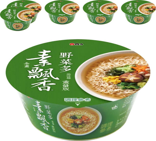 維力 素飄香 野菜多風味麵 重量版 95g, 6入