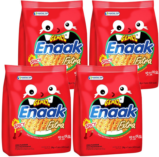 GEMEZ Enaak 韓式小雞麵 辣味 3包, 84g, 4袋