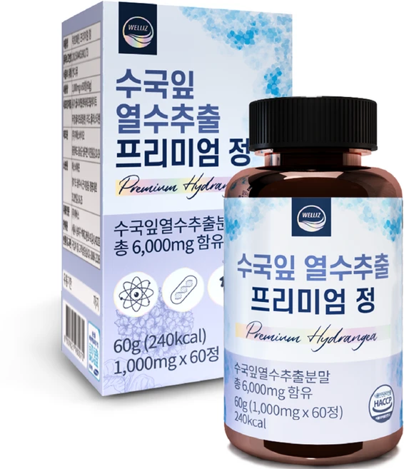 웰리즈 수국잎 열수추출 프리미엄 정 60g, 60정, 1개 - 쿠팡