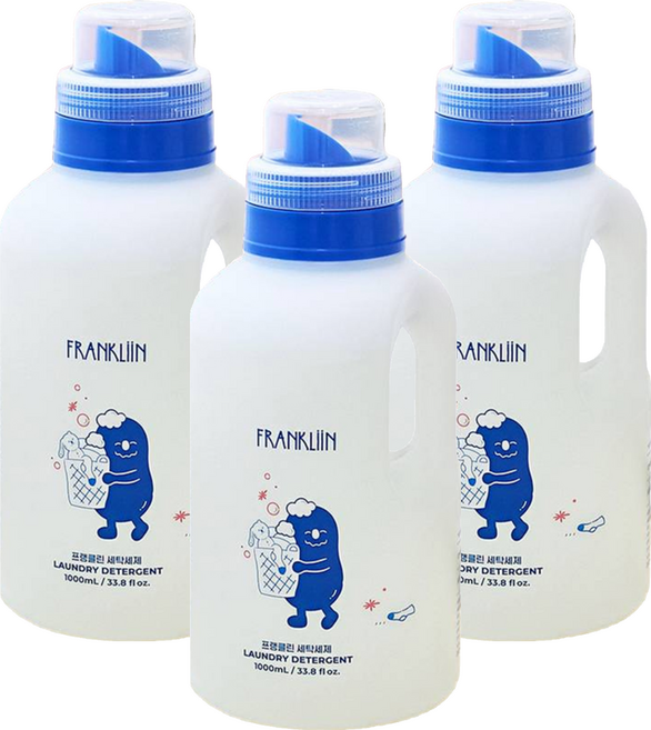 FRANKLIIN 세탁세제 무향, 1L, 3개