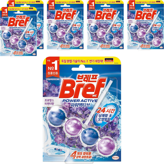 브레프 파워액티브 변기세정제 라벤더향, 50g, 6개