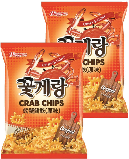 Binggrae 螃蟹餅乾 原味, 70g, 2包