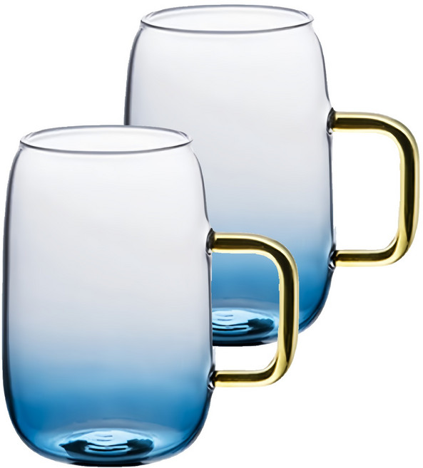 KOTI 日安生活 漸層耐熱玻璃水杯2件組, 藍色, 1組