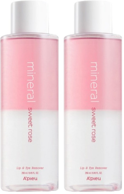 어퓨 미네랄 대용량 스윗로즈 립앤아이 리무버, 250ml, 2개