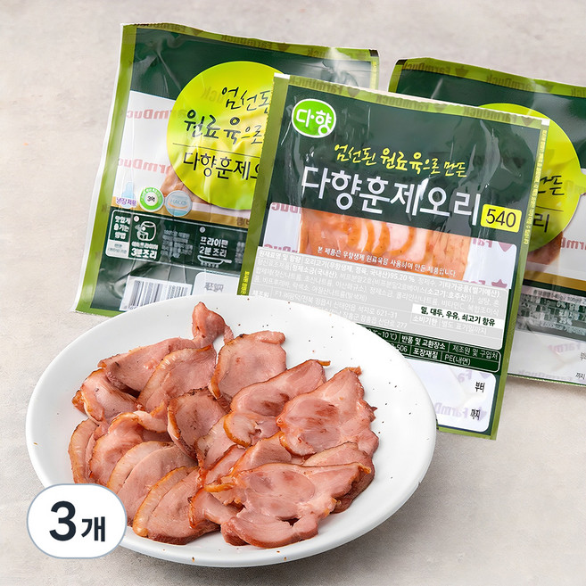 다향 엄선된 원료육으로 만든 다향훈제오리, 540g, 3개