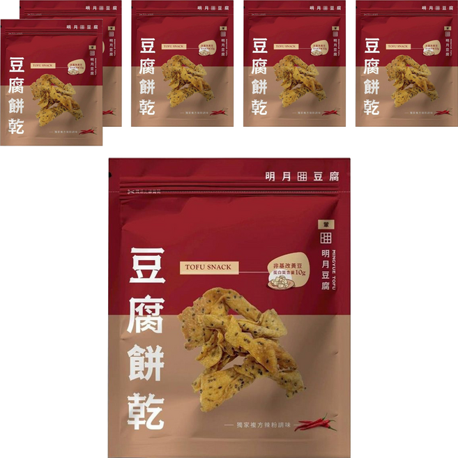 明月豆腐 豆腐餅 麻辣口味 150g 台灣傳統點心, 6包