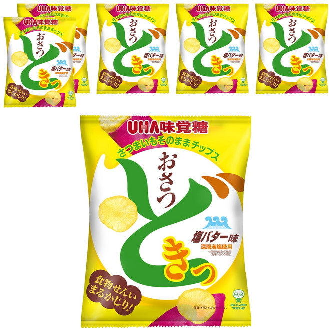 UHA 味覺糖 甘薯心動薯片 鹽奶油風味 黃金貫品種地瓜製成 口感偏硬具嚼勁, 65g, 6包