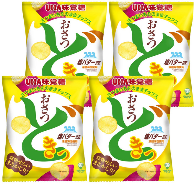 UHA 味覺糖 甘薯心動薯片 鹽奶油風味 黃金貫品種地瓜製成 口感偏硬具嚼勁, 65g, 4包