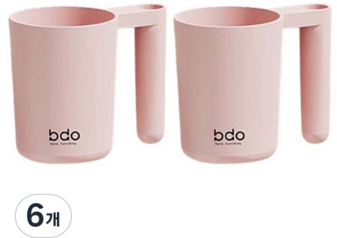 더자카 심플 원형 칫솔꽂이 양치컵, 핑크, 6개