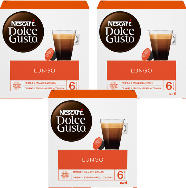 NESCAFE 雀巢咖啡 Dolce Gusto 多趣酷思 美式濃黑咖啡膠囊, 6.5g, 16顆, 3盒