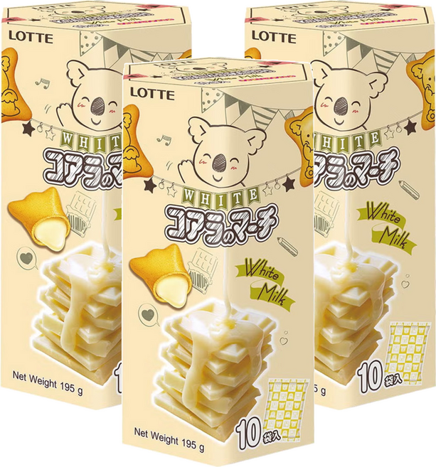 LOTTE 樂天 小熊餅 香濃煉乳風味, 195g, 3盒