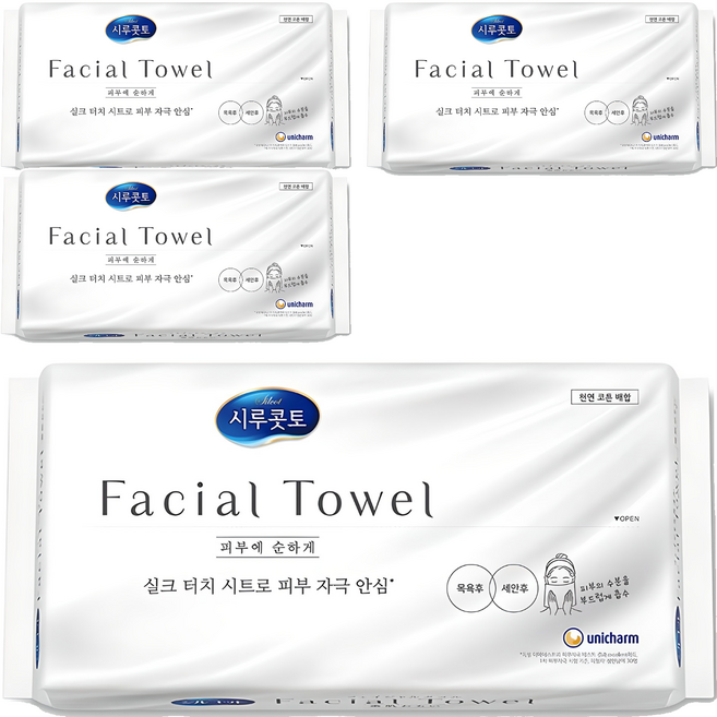 시루콧토 페이셜 타월 40p, 실크터치, 4개