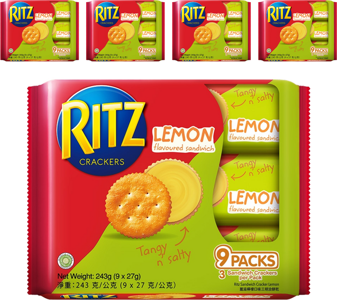 RITZ 麗滋 三明治餅乾 檸檬口味 隨手包 9包, 243g, 5袋