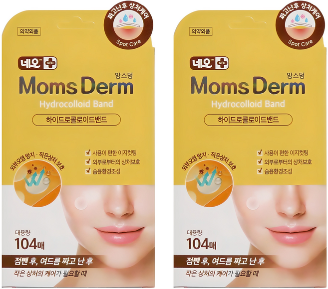 맘스덤 하이드로콜로이드 점 스팟패치, 104개입, 2개