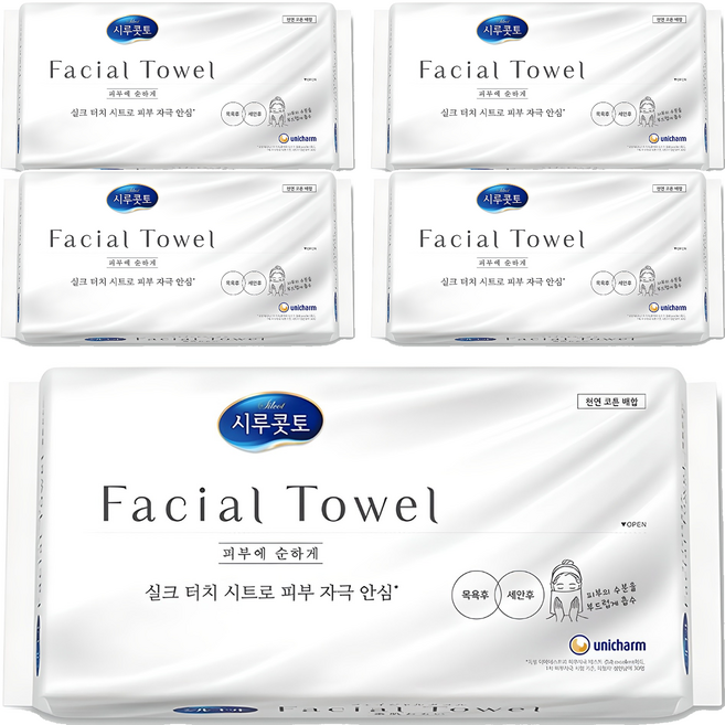 시루콧토 페이셜 타월 40p, 실크터치, 5개