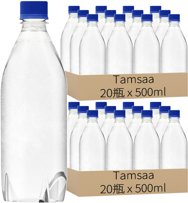 Tamsaa 無標籤氣泡水, 500ml, 40瓶