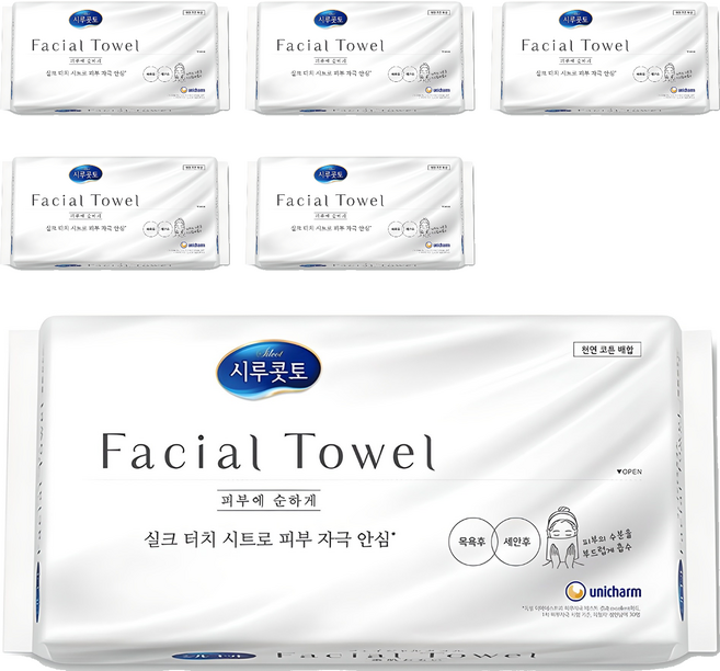 시루콧토 페이셜 타월 40p, 실크터치, 6개