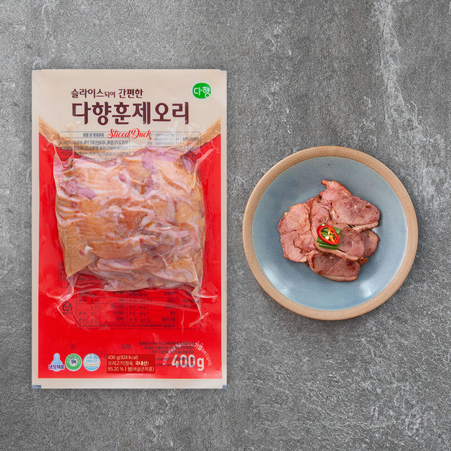 다향 훈제오리 슬라이스, 400g, 1개