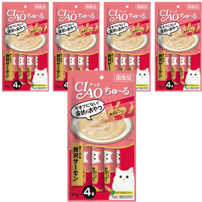 INABA CIAO 啾嚕 肉泥, 鮪魚 + 鮭魚, 56g, 5袋