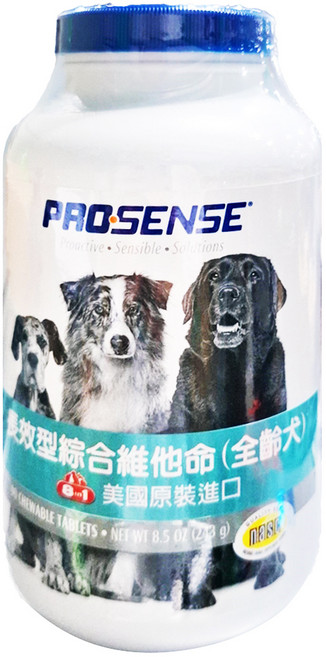 8In1自然奇蹟 PS 長效型 全齡犬綜合維他命, 90顆, 243g, 1罐