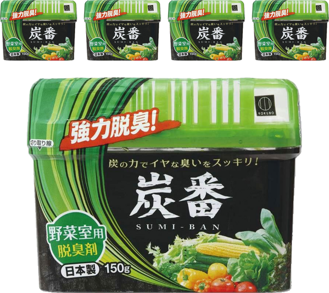 KOKUBO 炭番蔬果室用除臭劑, 150g, 5個