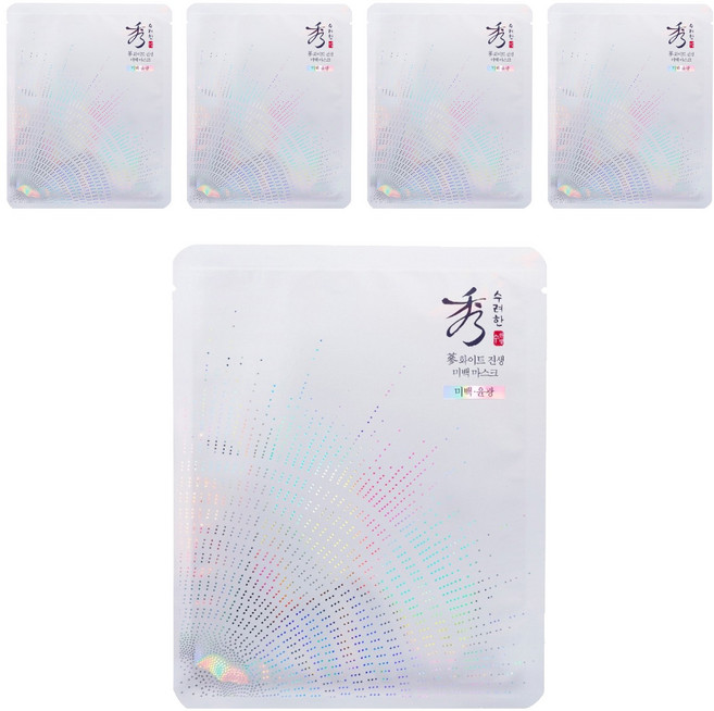 Sooryehan 秀雅韓 白蔘淨透亮白面膜, 1片, 5片