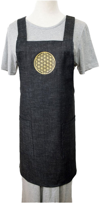 LASSLEY 蕾絲妮 生命之花圍裙 台灣製造 MIT XL, 牛仔布, 1件