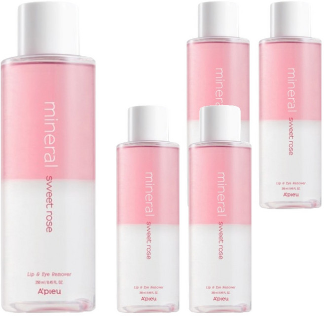 어퓨 미네랄 대용량 스윗로즈 립앤아이 리무버, 250ml, 5개