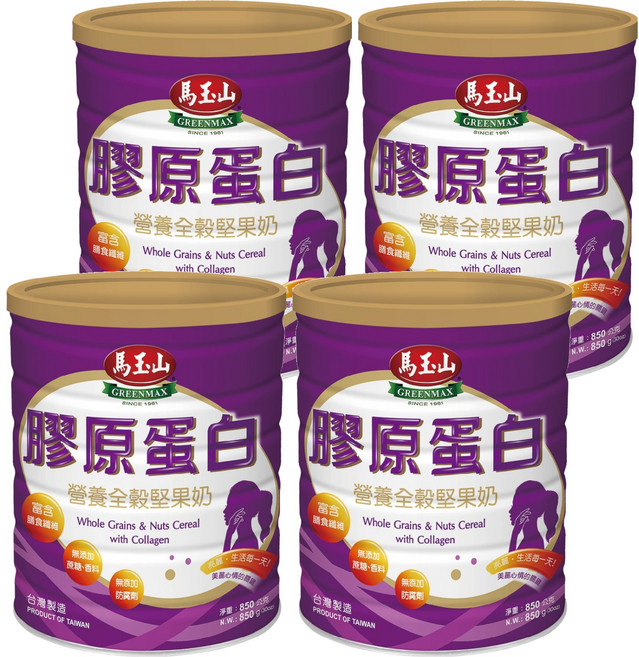 馬玉山 膠原蛋白 營養全榖堅果奶, 850g, 4罐