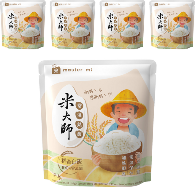 master mi 米大師 常溫熟飯 稻香白飯, 180g, 5包