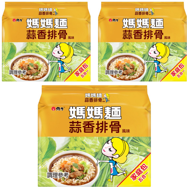 維力 媽媽麵 蒜香排骨風味 80g, 15包