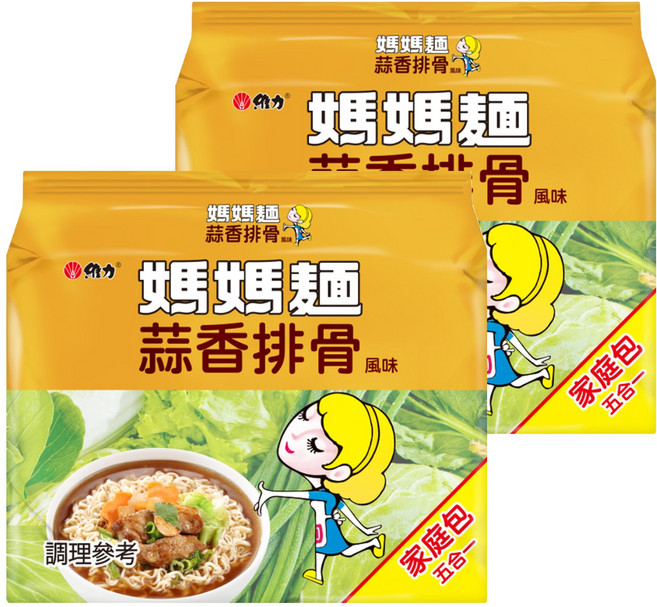 維力 媽媽麵 蒜香排骨風味 80g, 10包