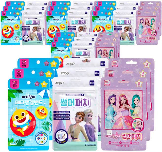 아텍스 메디랩 핑크퐁 겔 밴드 원형 3p + 겨울왕국 2 썸머패치 시트로넬라오일 3p + 시크릿쥬쥬 썸머패치 시트로넬라오일 3p, 5세트